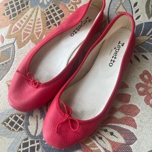 Repetto Red Ballet Flats with Decorative Bow